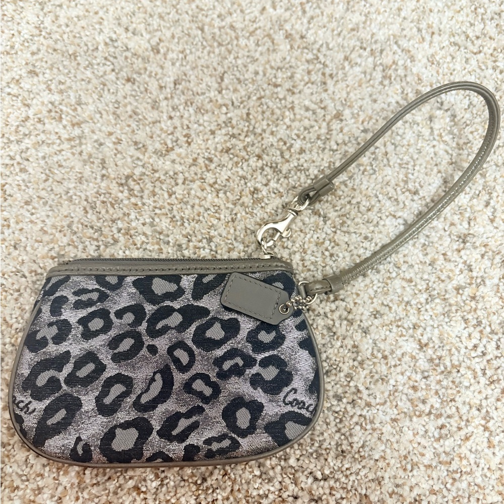 Coach Animal Print Wristlet in Black and Gray - Picture 2 of 3
